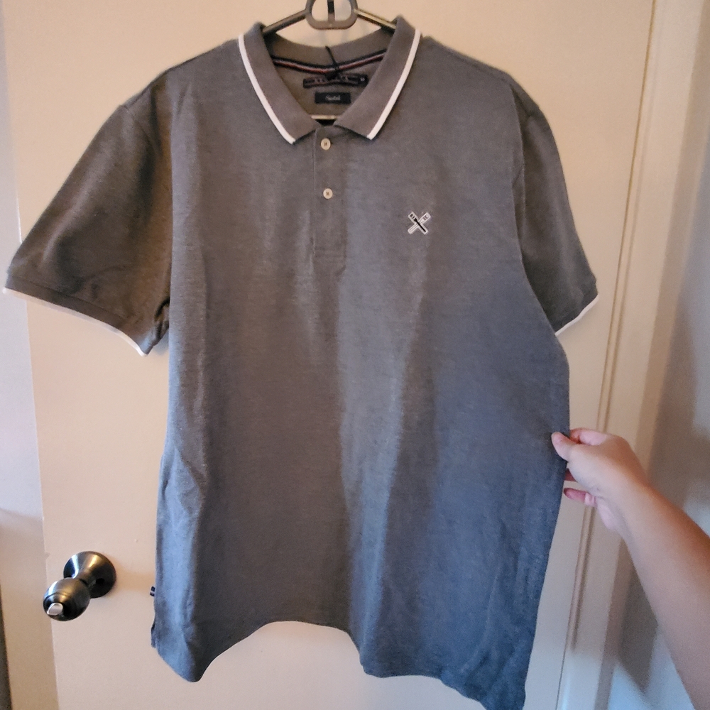 Classic Gray Polo Shirt with White Trim